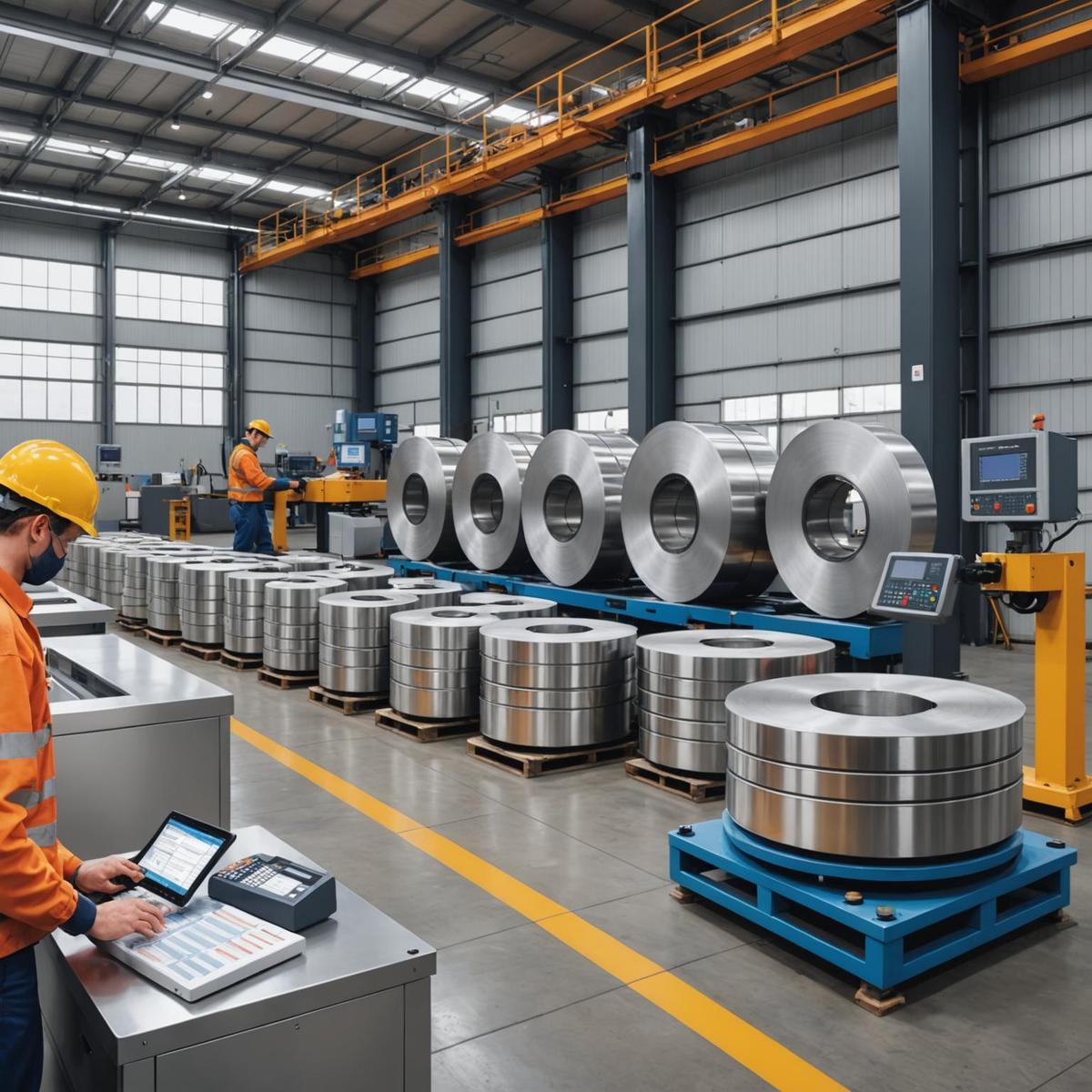 Person standing in a factory with machinery in the background