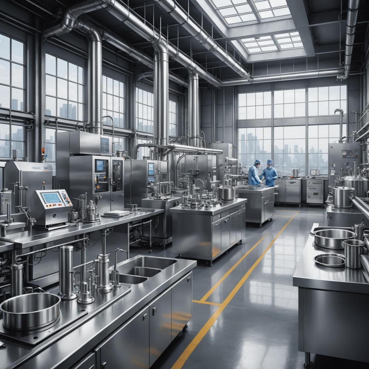 Person standing in a factory with machinery in the background