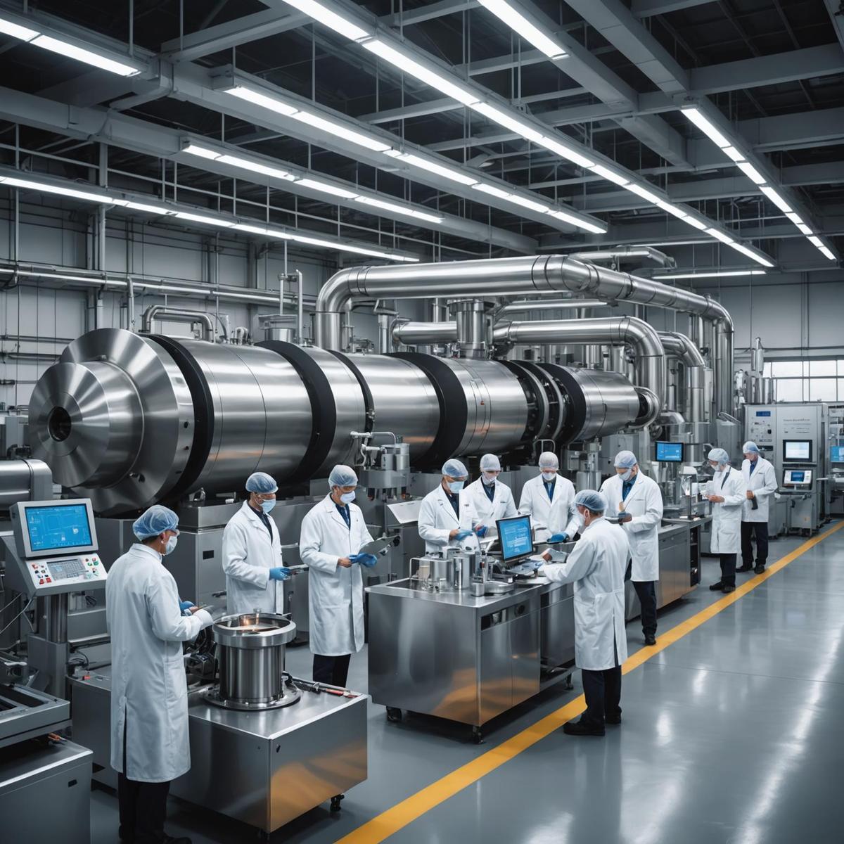 Person standing in a factory with machinery in the background